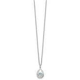 Sterling Silver Blue Topaz Necklace with Rhodium Finish and Extender
